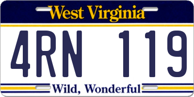 WV license plate 4RN119