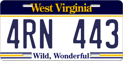 WV license plate 4RN443