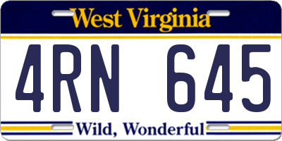 WV license plate 4RN645