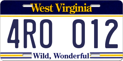 WV license plate 4RO012
