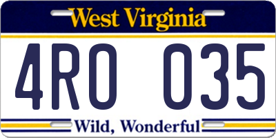 WV license plate 4RO035