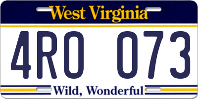 WV license plate 4RO073