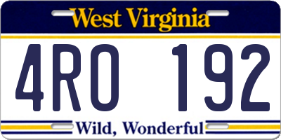 WV license plate 4RO192