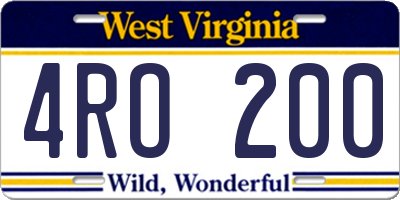 WV license plate 4RO200
