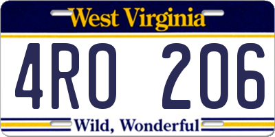 WV license plate 4RO206