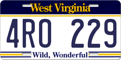 WV license plate 4RO229