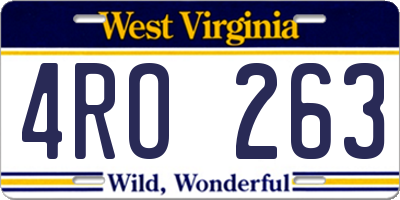 WV license plate 4RO263