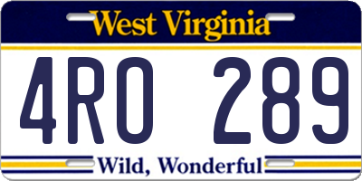 WV license plate 4RO289