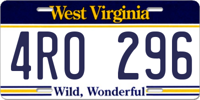 WV license plate 4RO296
