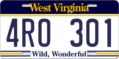 WV license plate 4RO301
