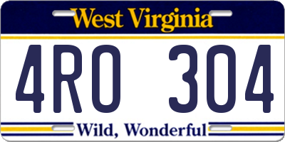 WV license plate 4RO304