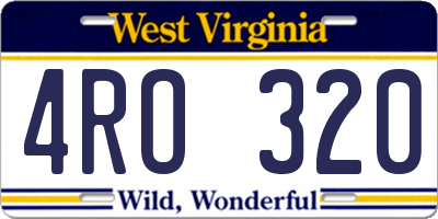WV license plate 4RO320