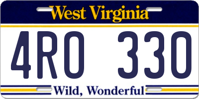 WV license plate 4RO330