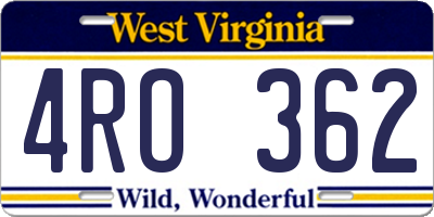 WV license plate 4RO362