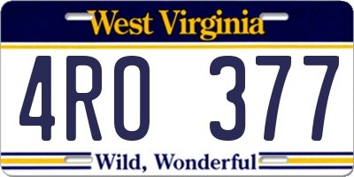WV license plate 4RO377