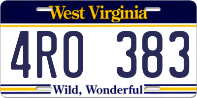WV license plate 4RO383