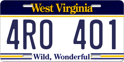 WV license plate 4RO401