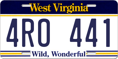 WV license plate 4RO441