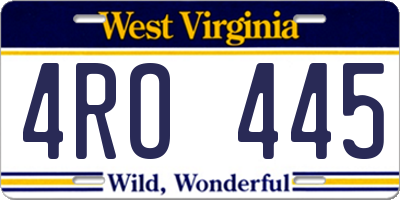 WV license plate 4RO445