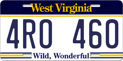 WV license plate 4RO460