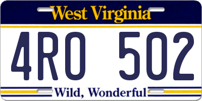 WV license plate 4RO502
