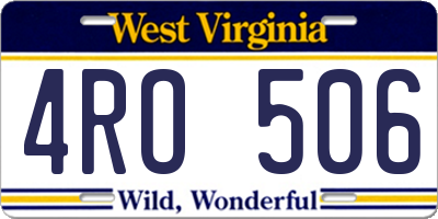 WV license plate 4RO506