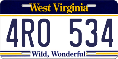 WV license plate 4RO534