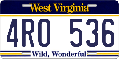 WV license plate 4RO536