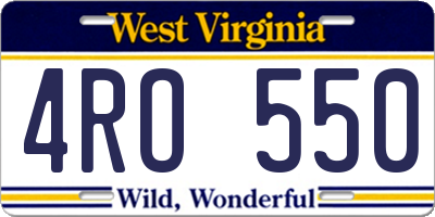 WV license plate 4RO550