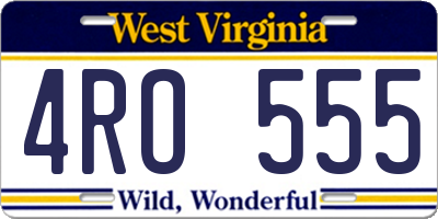 WV license plate 4RO555