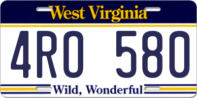 WV license plate 4RO580