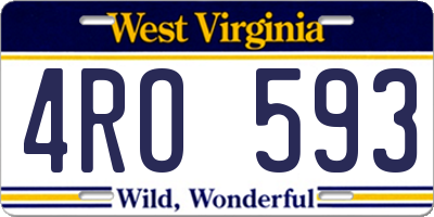 WV license plate 4RO593