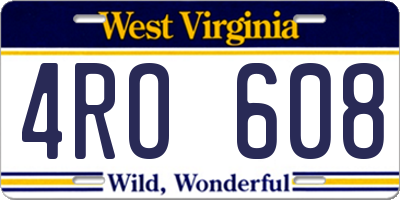 WV license plate 4RO608