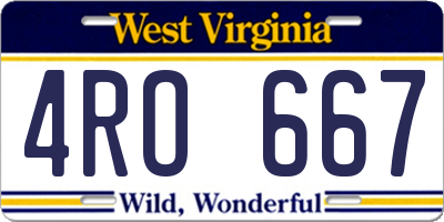 WV license plate 4RO667