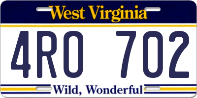 WV license plate 4RO702