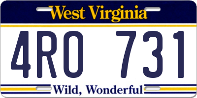 WV license plate 4RO731