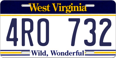 WV license plate 4RO732