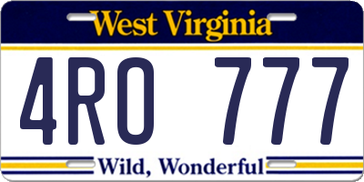 WV license plate 4RO777