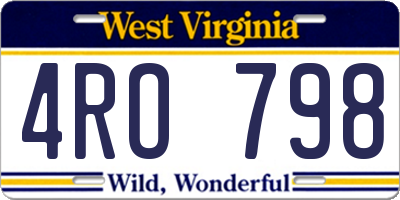 WV license plate 4RO798