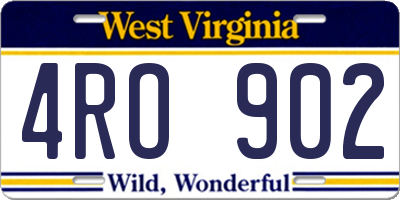 WV license plate 4RO902