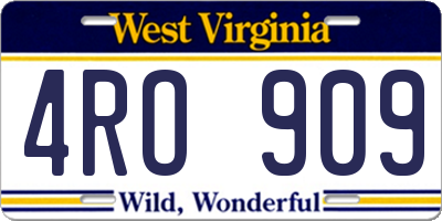 WV license plate 4RO909