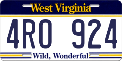WV license plate 4RO924