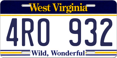 WV license plate 4RO932