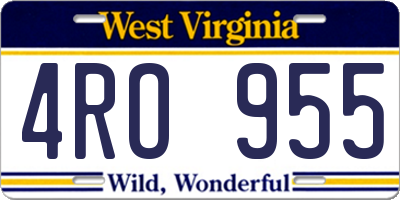 WV license plate 4RO955