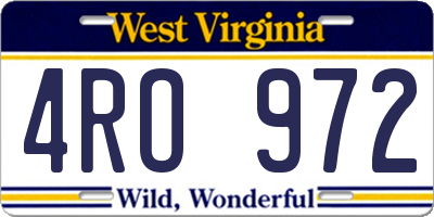 WV license plate 4RO972