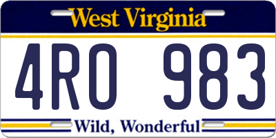 WV license plate 4RO983