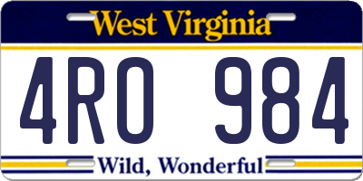 WV license plate 4RO984