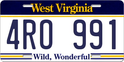 WV license plate 4RO991