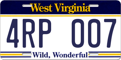 WV license plate 4RP007