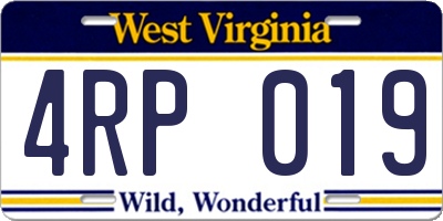 WV license plate 4RP019